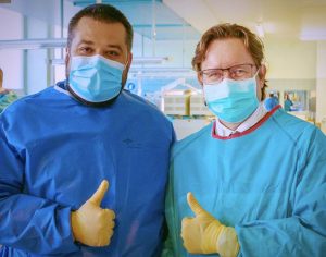 Dr. D.Teslenko with prof. Joachim Oertel (Homburg; Germany)