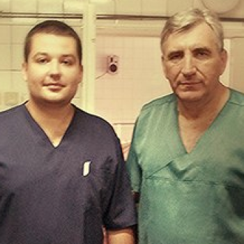 dr. D.Teslenko with acad. E.Pedachenko (Kiev; Ukraine)